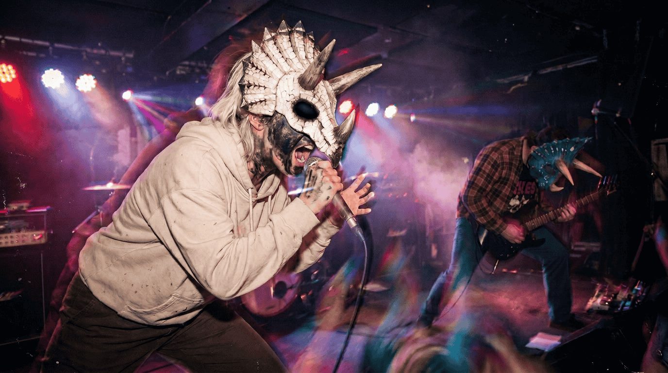 Brutalitops vocalist screaming into mic